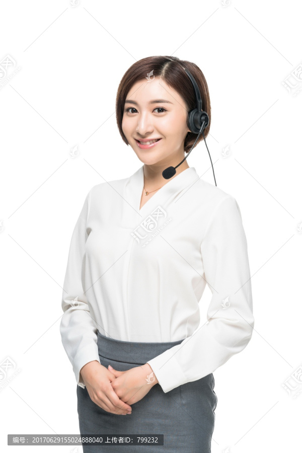 女客服人员头戴耳机