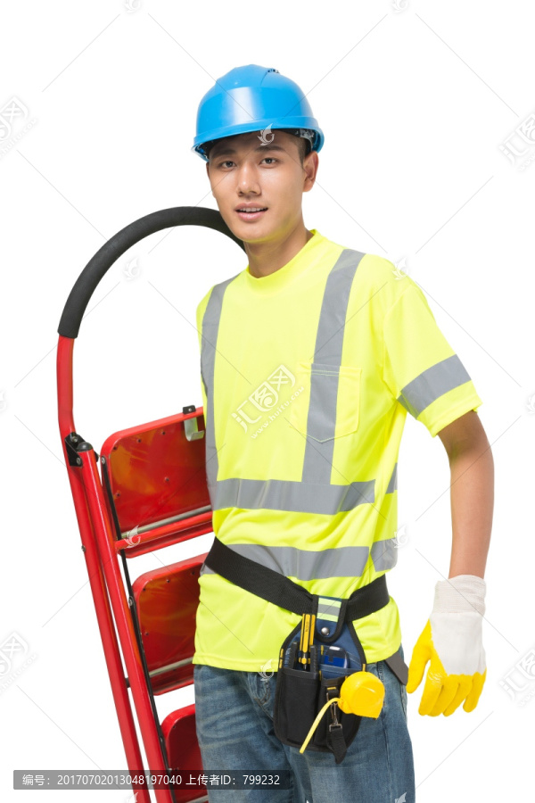 年轻的男建筑工人