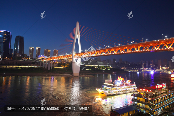 重庆夜景,千厮门大桥夜景