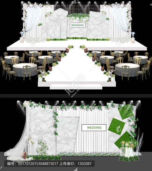 白绿色大理石婚礼效果图