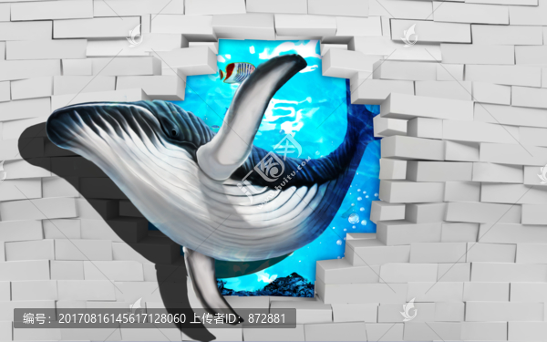 3D壁画鲸鱼