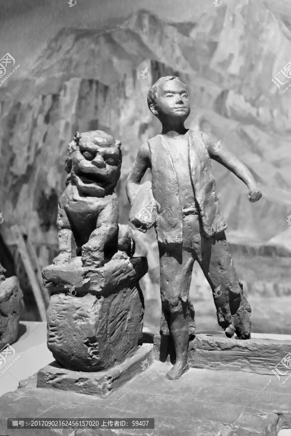 旧社会儿童雕塑