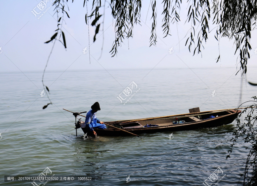湖水,打渔人,小船