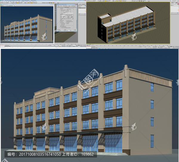办公楼3D模型效果图