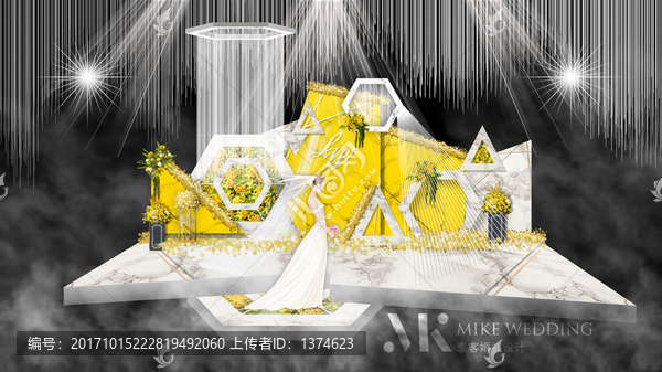 柠檬黄色清新婚礼背景