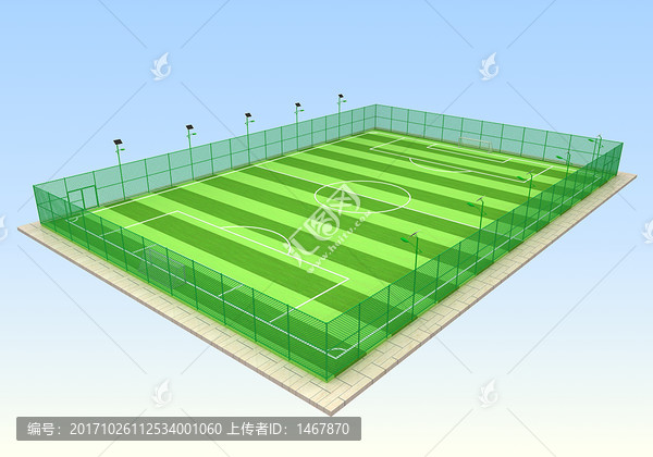 笼式标准7人制足球场3d效果图