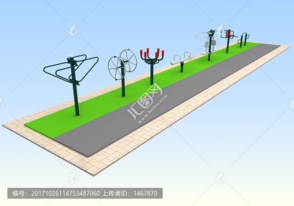 户外健身器材3d效果图