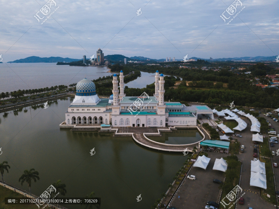 马来西亚沙巴水上清真寺航拍
