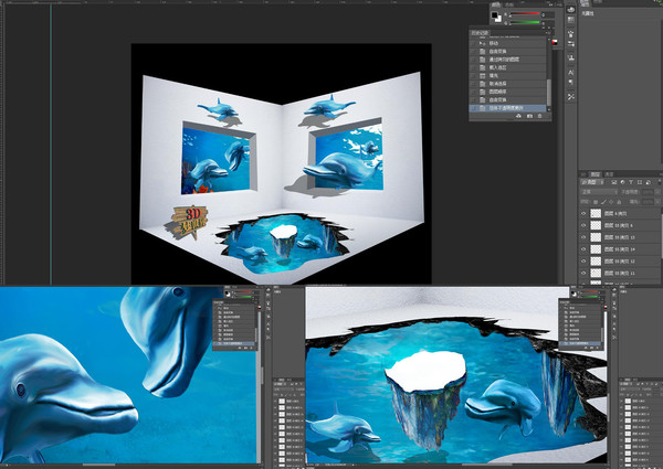 3D立体画海豚世界
