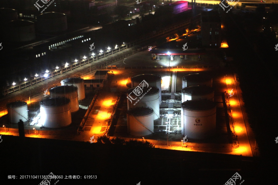 北京首都机场航空油库,夜景全景