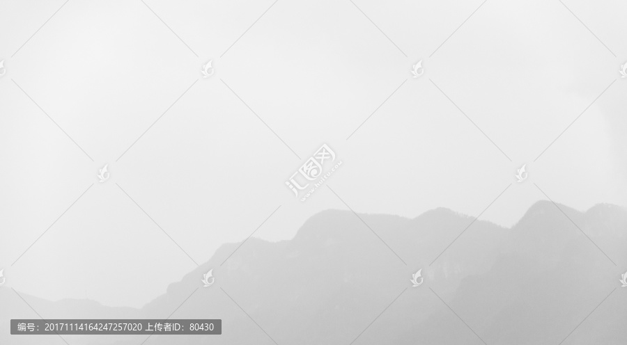 水墨远山,长江峡谷风光,远山