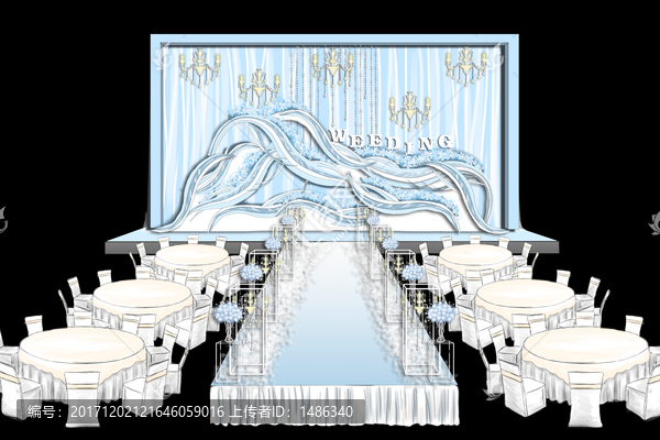 仪式区,婚礼舞台,浅蓝白色