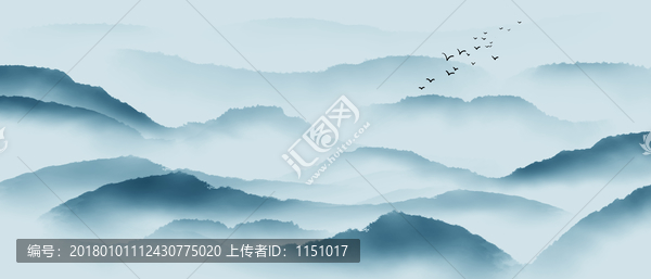 意境山水,水墨远山