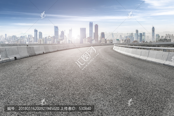 城市道路和建筑景观天际线
