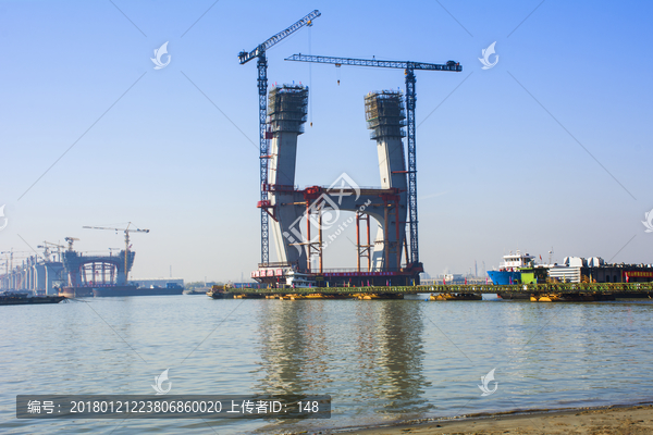 建设中的芜湖长江大桥,芜湖