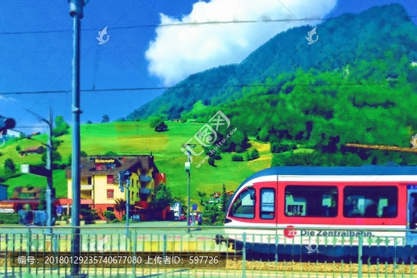 瑞士风光装饰画,无分层