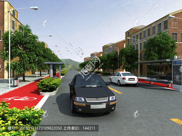 道路绿化带街景效果图大图