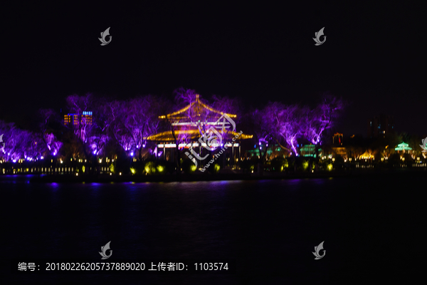 济南大明湖夜景,（24）