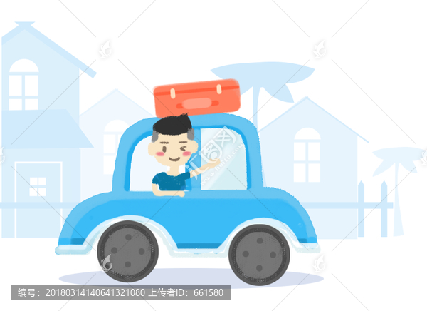旅行,小车,小男孩,行李箱