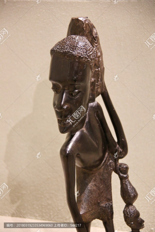 非洲洲木雕少女半身雕像