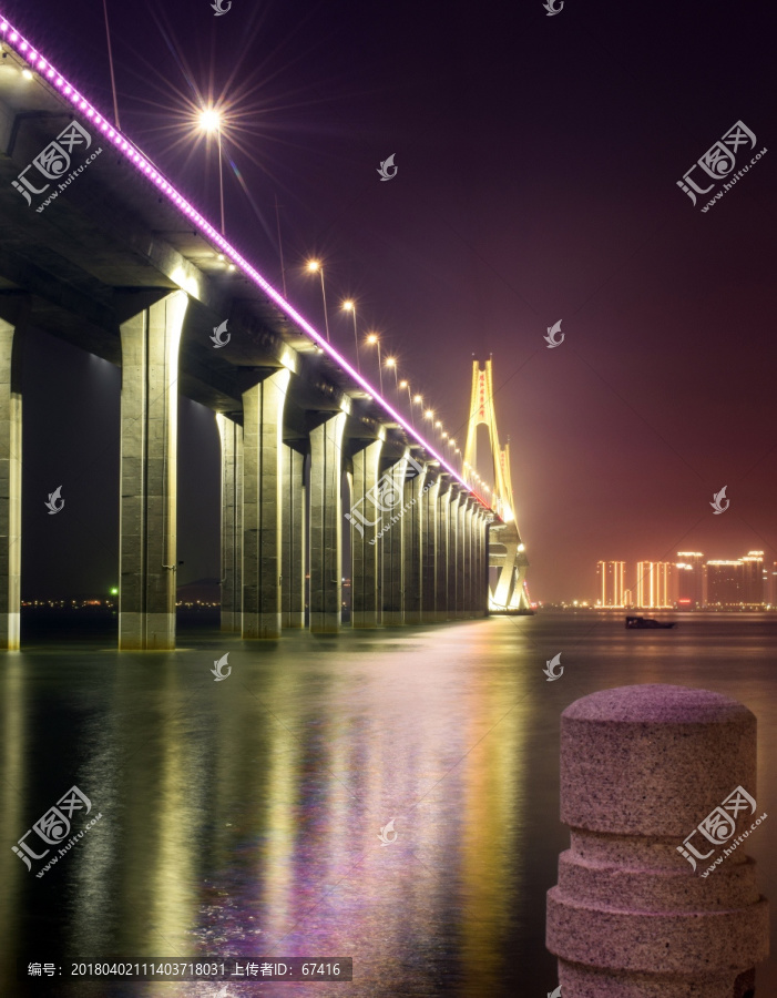 大桥夜景,海湾大桥,桥体亮化