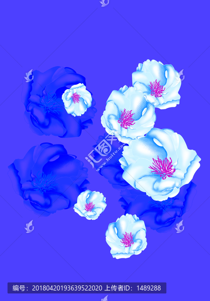 蓝色大花朵效果