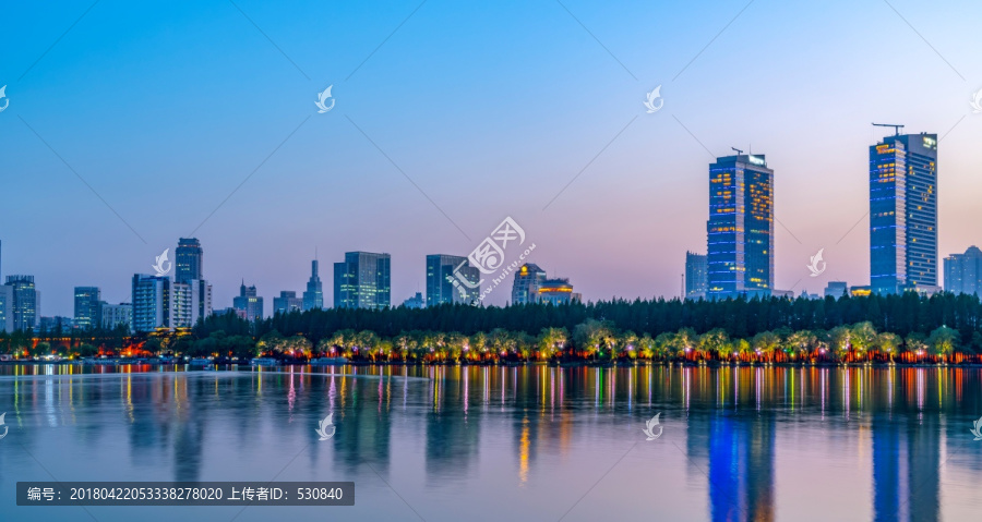 南京玄武湖建筑景观夜景