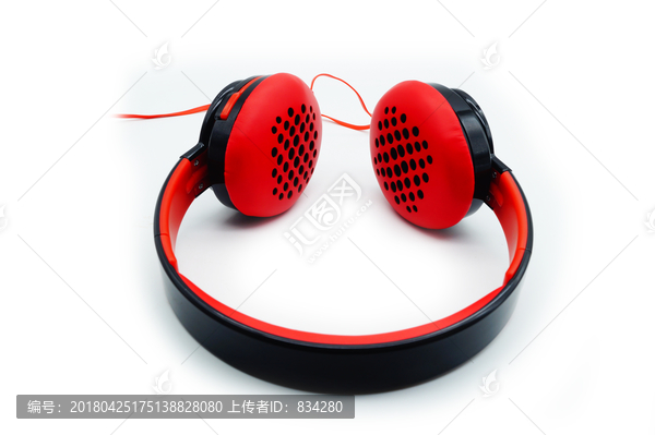 原创黑红头戴式有线耳机