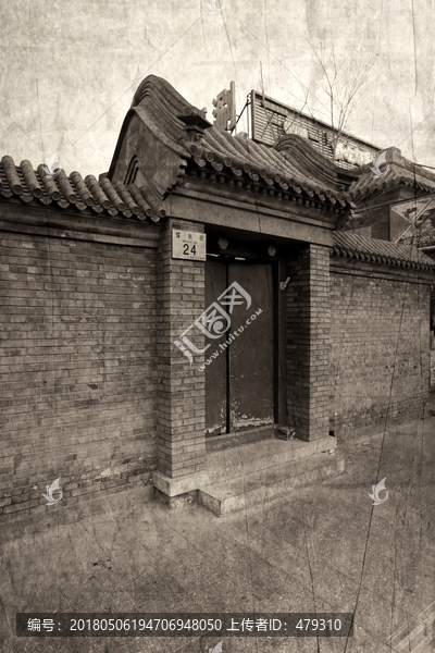 北京胡同,胡同黑白照片