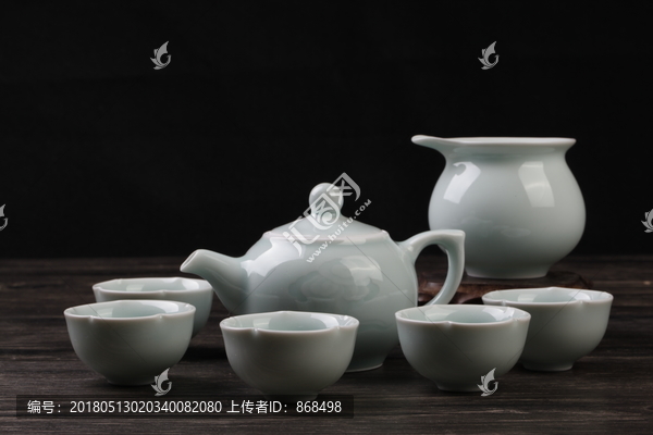 影青瓷茶具一套