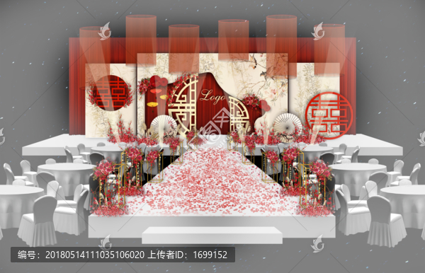 新中式婚礼,舞台,香槟,红色