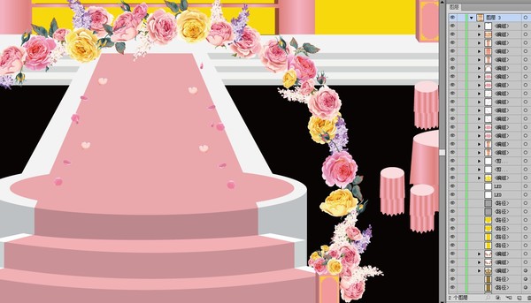 婚礼设计,粉色皇冠