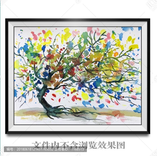 水彩抽象树,美术绘画,其他设计,设计模板,汇图网www.huitu.com