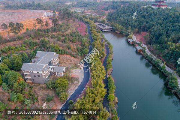 航拍赣州五龙客家风情园