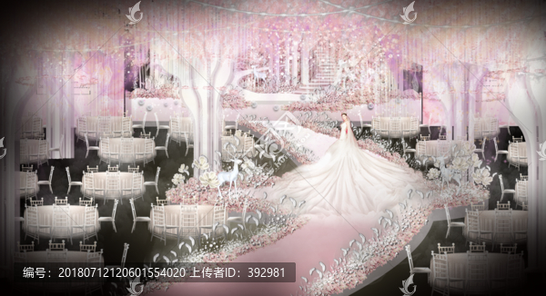 粉色清新风格婚礼舞台