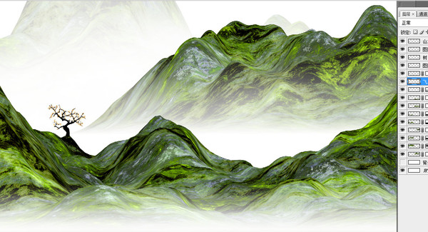 新中式抽象意境水墨画山水画
