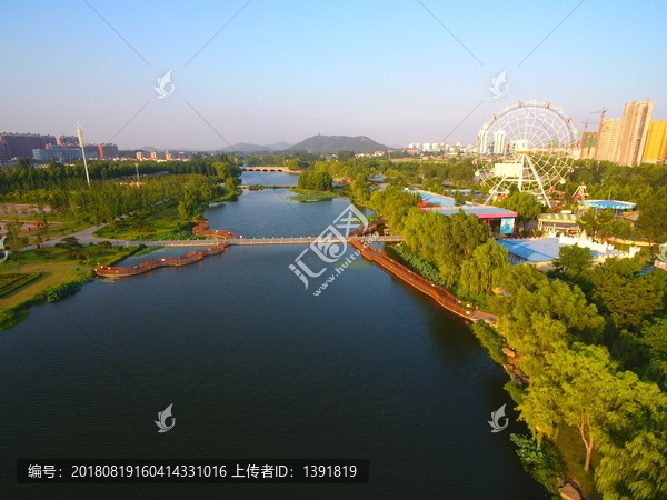 航拍莒南鸡龙河湿地公园