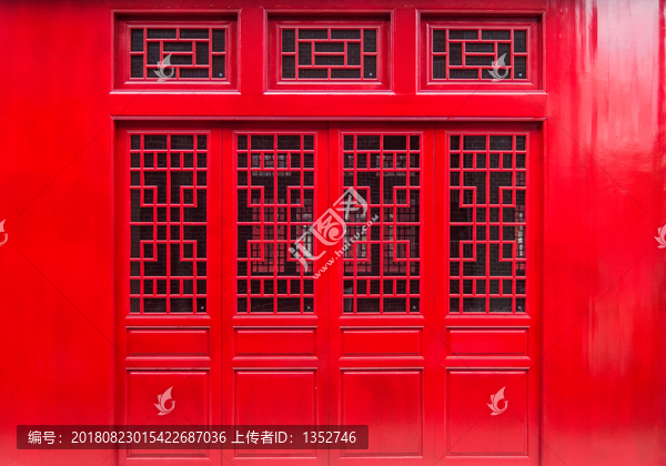 中国红色古门窗