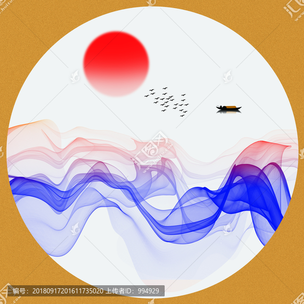 新中式禅意抽象水墨山水装饰画