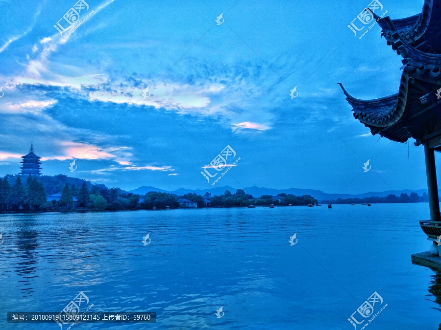 杭州西湖暮色风景