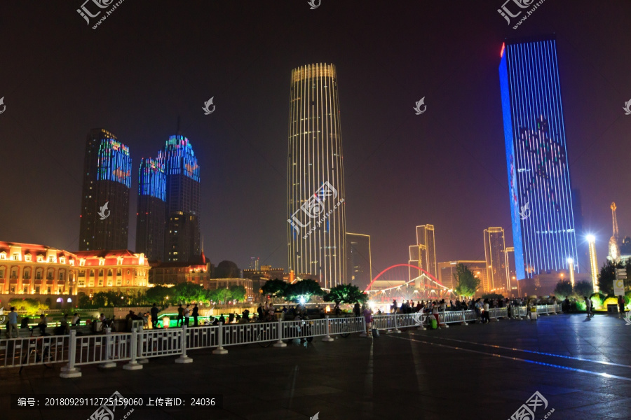 天津城市夜景环球金融中心