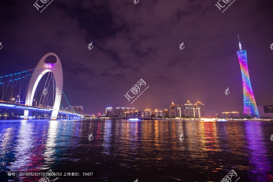 广州塔猎德大桥夜景