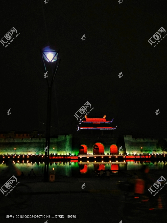 苏州平门城楼,夜色夜景灯光