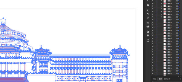 重庆人民大礼堂线描建筑矢量