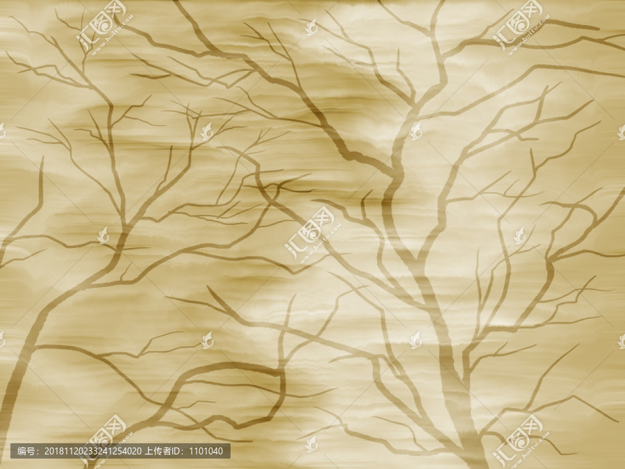 黄色树枝树影山水水墨抽象地毯