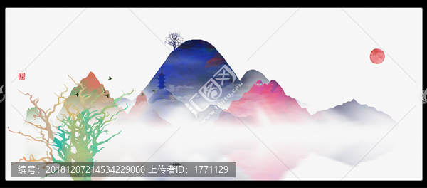 意境办公室壁画墨韵山水画