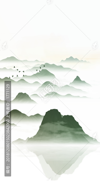 中式清雅风景画山峰山水画