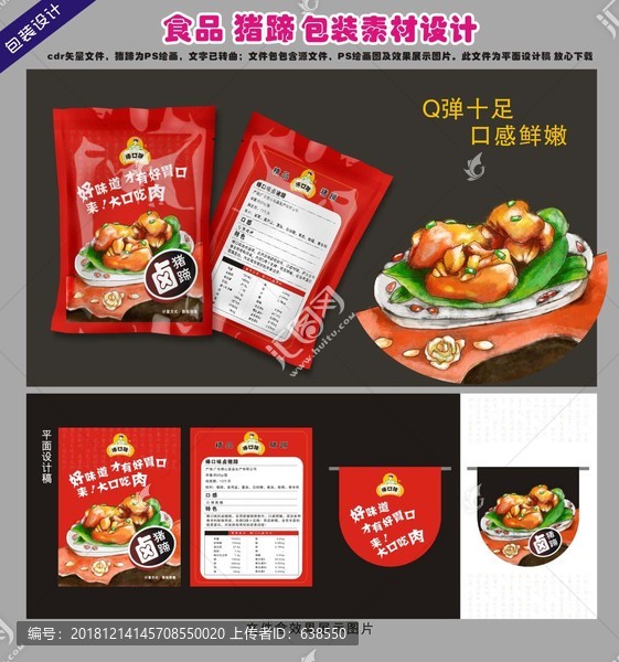 食品包装卤猪蹄包装标签素材设计