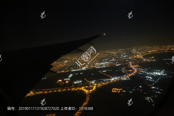 航拍多哈夜景