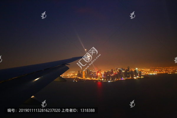 航拍多哈夜景